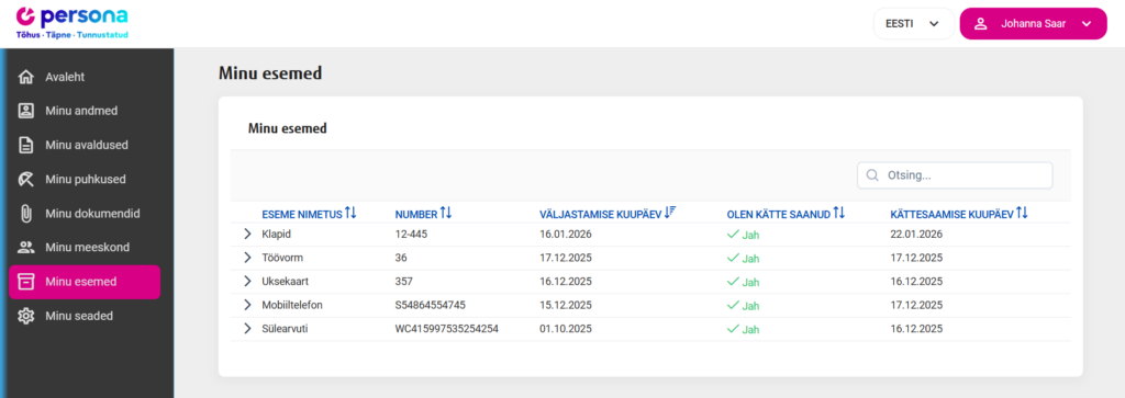 Esemete haldus iseteeninduses