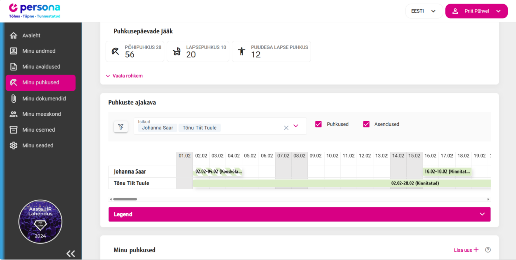 Puhkused iseteeninduses