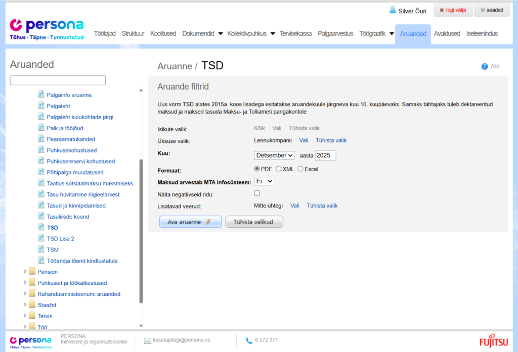 TSD ja statistikaameti ameti aruanded