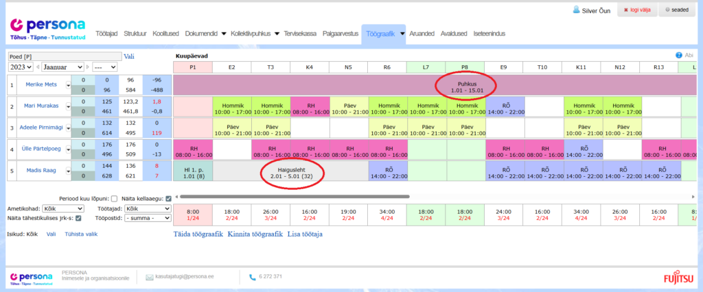 Haiguslehed ja puhkus töögraafikus