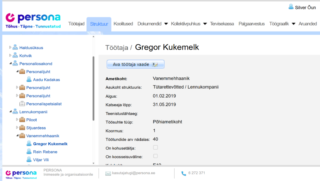 truktuuri haldus Personas